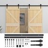 vidaXL Porte coulissante 2 pcs Naturel et noir Bois de pin massif