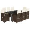 vidaXL Ensemble &agrave; manger de jardin et coussins 9 pcs marron poly rotin