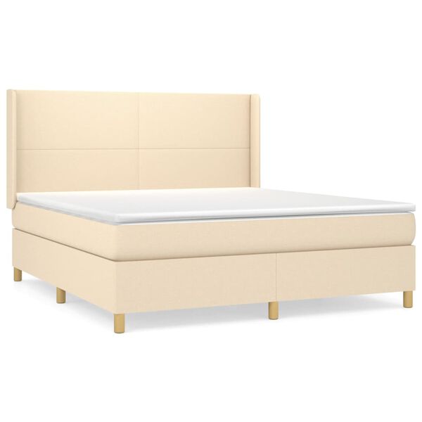 vidaXL Sommier &agrave; lattes de lit avec matelas Cr&egrave;me 160x200 cm Tissu