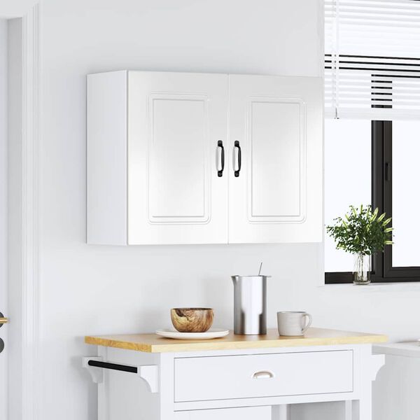 vidaXL Armoire murale de cuisine Kalmar blanc brillant bois ing&eacute;nierie
