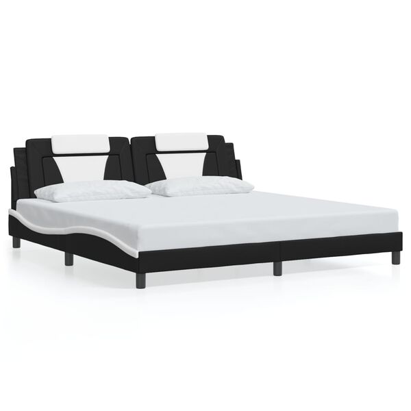 vidaXL Cadre de lit Viana sans matelas noir et blanc 200x200 cm similicuir