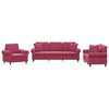 vidaXL Ensemble de canap&eacute;s 3 pcs avec coussins rouge bordeaux velours
