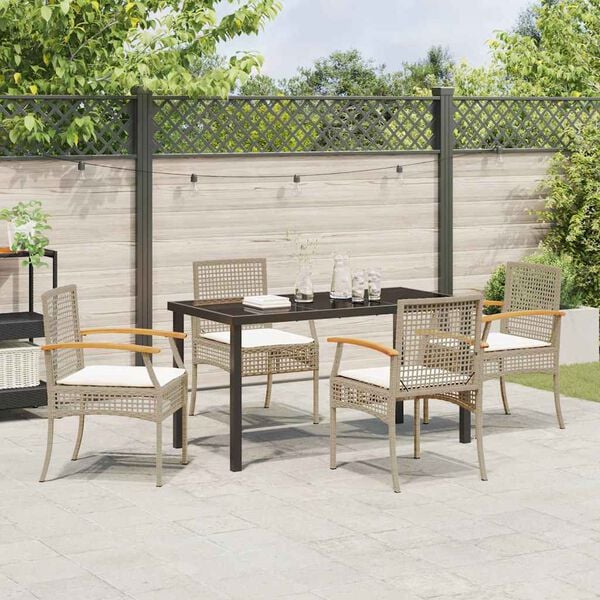 vidaXL Ensemble de salle &agrave; manger pour jardin 5 pcs Beige polyrotin