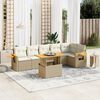 vidaXL Salon de jardin avec coussins 7 pcs beige r&eacute;sine tress&eacute;e