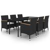 vidaXL Ensemble &agrave; manger de jardin coussins 7 pcs R&eacute;sine tress&eacute;e Verre