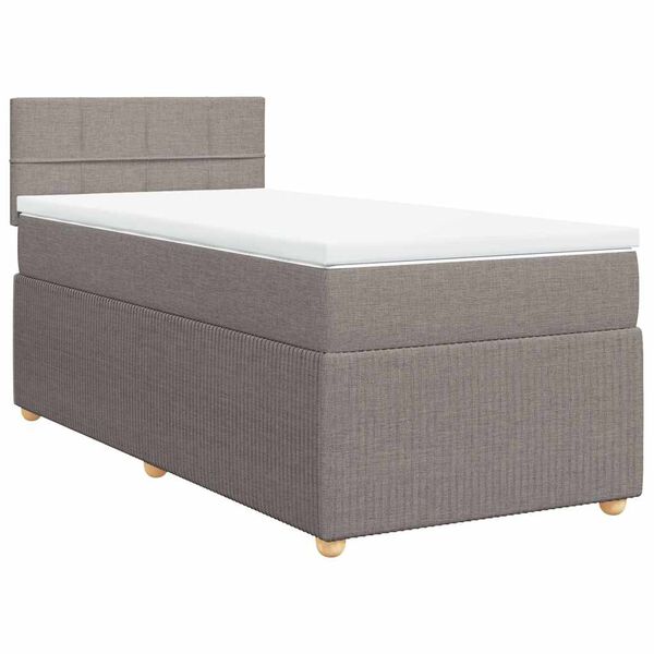 vidaXL Sommier &agrave; lattes de lit avec matelas Taupe 90x190 cm Tissu
