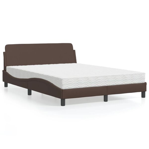 vidaXL Lit avec matelas Dover marron 140x190 cm similicuir