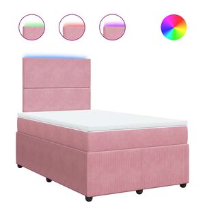 vidaXL Sommier &agrave; lattes de lit avec matelas rose 120x190 cm velours