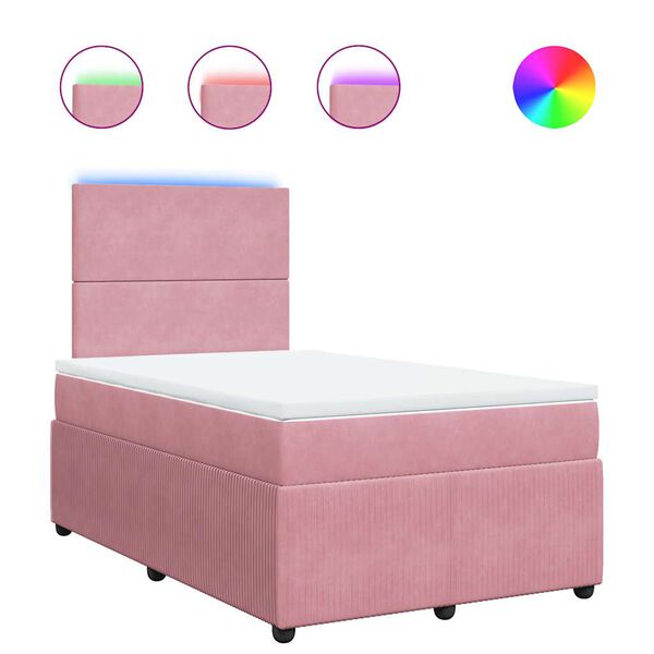 vidaXL Sommier &agrave; lattes de lit avec matelas rose 120x190 cm velours