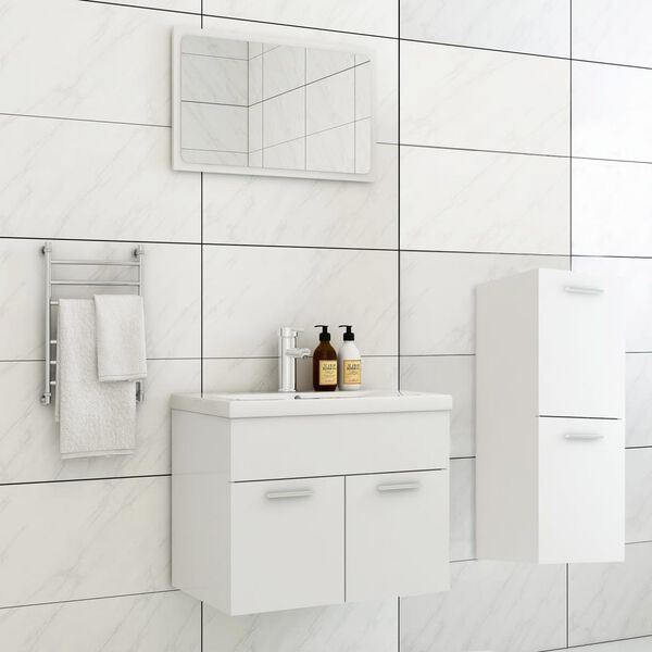 vidaXL Ensemble de meubles de salle de bain Blanc Agglom&eacute;r&eacute;