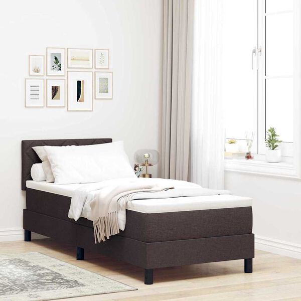 vidaXL Lit &agrave; ressorts avec matelas Marron fonc&eacute; 80 x 200 cm tissu