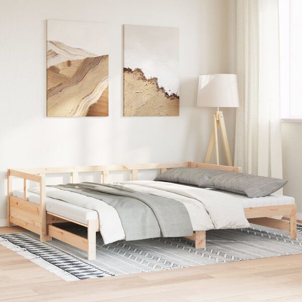 vidaXL Lit de jour et lit gigogne et matelas 90x200 cm bois pin massif