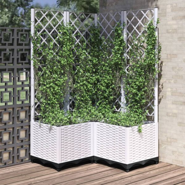 vidaXL Jardini&egrave;re avec treillis Blanc 80x80x136 cm PP