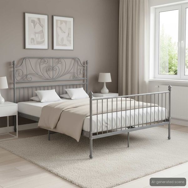 vidaXL Cadre de lit sans matelas gris métal 160x200 cm