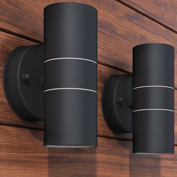 vidaXL Applique murale LED d'extérieur 2 pcs Acier inoxydable haut bas