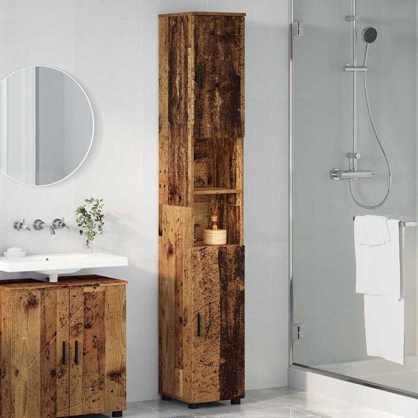 vidaXL Cabinet de salle de bain Bois Ancien 30 x 35 x 192 cm