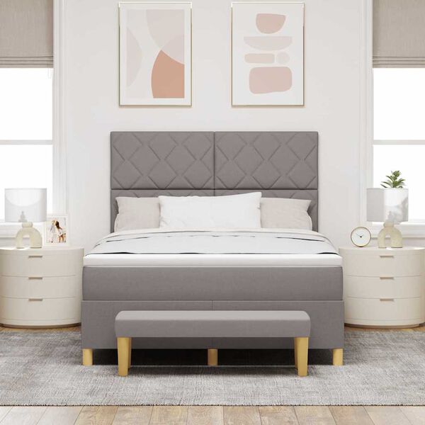 vidaXL Lit &agrave; ressorts avec matelas Taupe 160 x 200 cm tissu