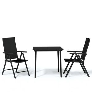 vidaXL Ensemble &agrave; manger de jardin 3 pcs Noir