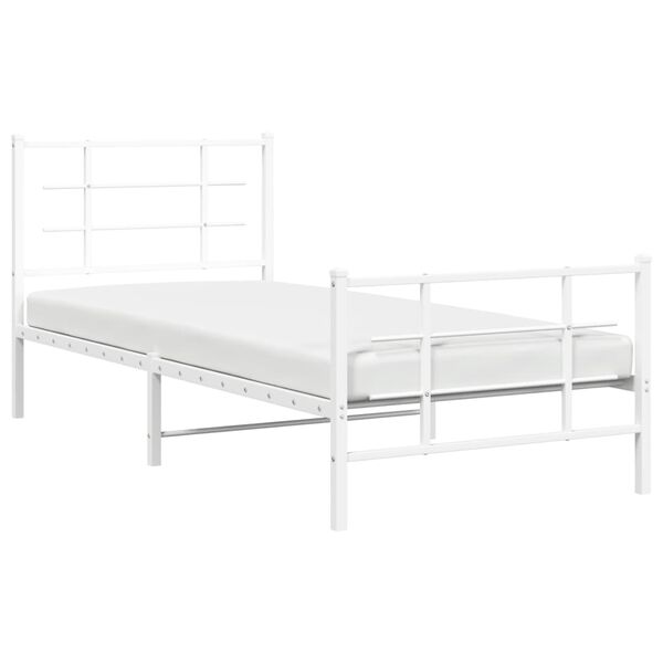 vidaXL Cadre de lit métal sans matelas avec pied de lit blanc 90x190cm