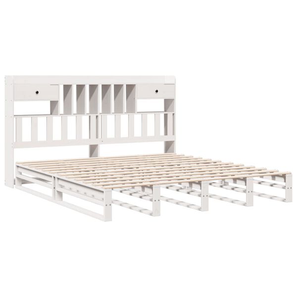 vidaXL Lit biblioth&egrave;que sans matelas blanc 180x200 cm bois pin massif
