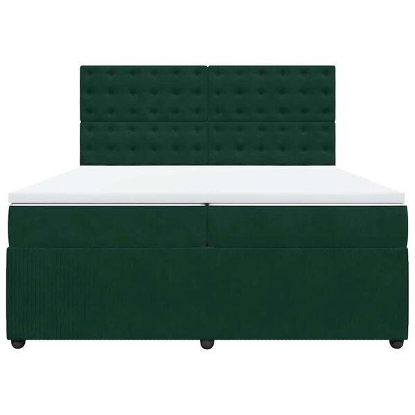 vidaXL Sommier &agrave; lattes de lit et matelas Vert fonc&eacute; 200x200cm Velours