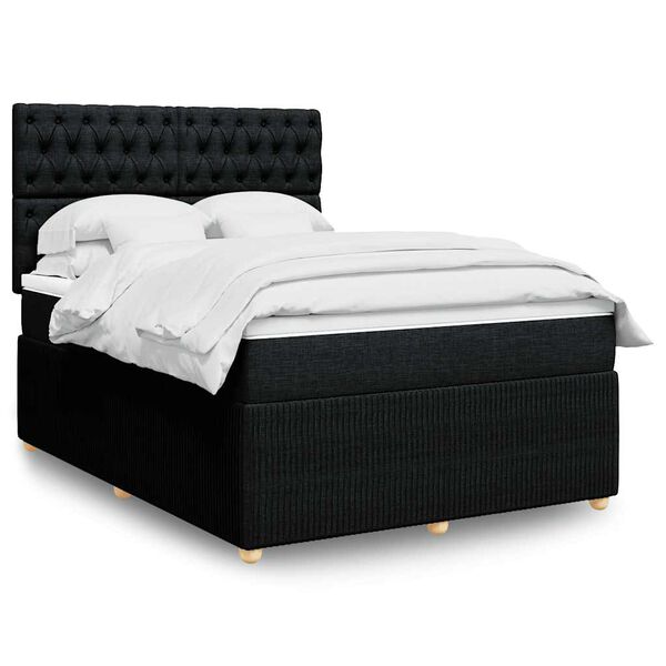 vidaXL Sommier &agrave; lattes de lit avec matelas Noir 160x200 cm Tissu