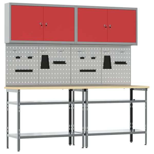 vidaXL Ensemble d'&eacute;tabli 8 pcs Gris Acier enduit de poudre