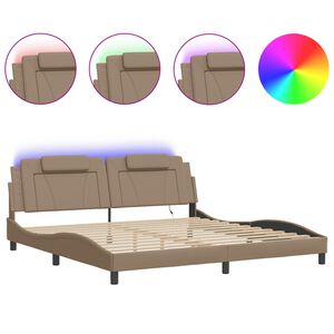 vidaXL Cadre de lit Viana avec LED sans matelas cappuccino 200x200 cm