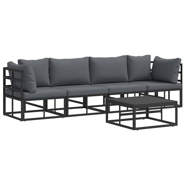 vidaXL Ensemble de canapé de jardin 5 pcs Noir Métal