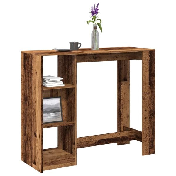vidaXL Table de bar avec &eacute;tag&egrave;re vieux bois bois d'ing&eacute;nierie