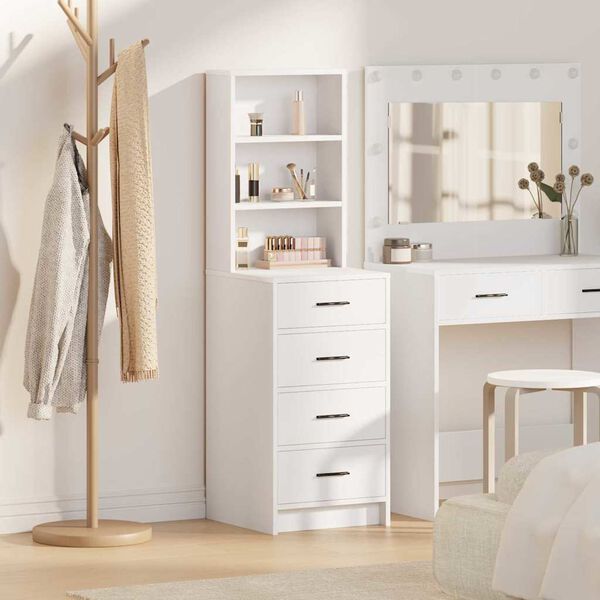 vidaXL Haut Armoire Blanc 40 x 41 x 135 cm Bois d'ing&eacute;nierie