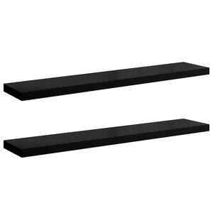 vidaXL Étagère murale flottante 2 pcs Noir brillant 120x23,5x3,8cm MDF