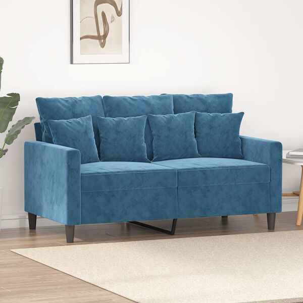 vidaXL Canap&eacute; &agrave; 2 places Bleu 120 cm Velours