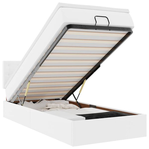 VidaXL Lit ottoman avec matelas blanc 90x200 cm similicuir