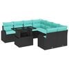 vidaXL Ensemble de canap&eacute; de jardin 9 pcs Noir Poly Rattan