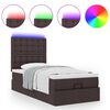 vidaXL Lit ottoman avec matelas et LED marron fonc&eacute; 90x200 cm tissu