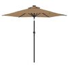 vidaXL Parasol de jardin avec LED m&acirc;t en acier taupe 225x225x212 cm