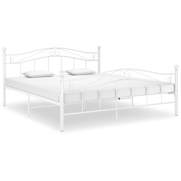 vidaXL Cadre de lit sans matelas blanc m&eacute;tal 140x200 cm
