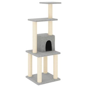 vidaXL Arbre &agrave; chat avec griffoirs en sisal Gris clair 105 cm