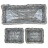 vidaXL Panier de plantation avec stockage 3 pcs Gris Rattan Kubu