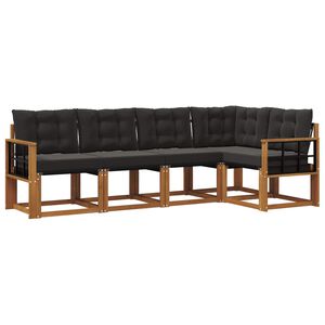 vidaXL Ensemble de canap&eacute;s d'ext&eacute;rieur 5 pcs Naturel et Noir