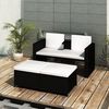 vidaXL Salon de jardin 4 pcs avec coussins R&eacute;sine tress&eacute;e Noir