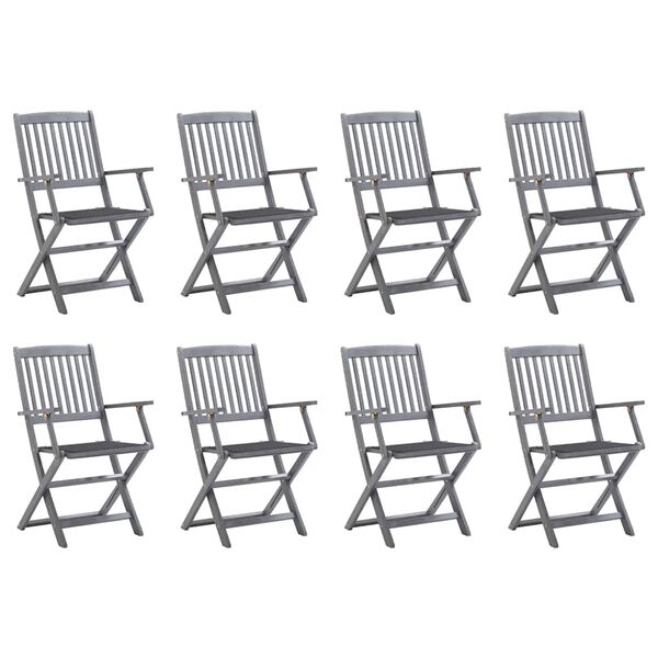 vidaXL Chaises pliables d'ext&eacute;rieur lot de 8 et coussins Bois d'acacia