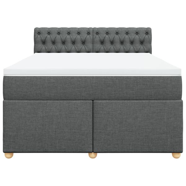 vidaXL Sommier &agrave; lattes de lit avec matelas Gris fonc&eacute; 140x200cm Tissu