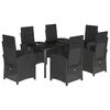 vidaXL Ensemble &agrave; manger de jardin coussins 7pcs Noir R&eacute;sine tress&eacute;e