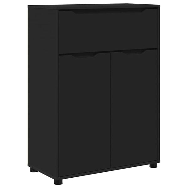 vidaXL Cabinet de salle de bain avec tiroir Noir 72,5 x 36,5 x 100 cm