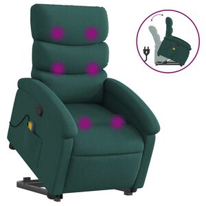 vidaXL Fauteuil inclinable de massage Vert fonc&eacute; Tissu