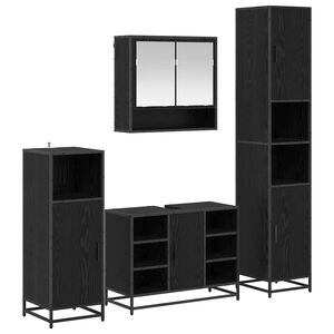 vidaXL Ensemble de mobilier de salle de bain 4 pi&egrave;ces Ch&ecirc;ne noir