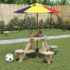 vidaXL Table de pique-nique pour 4 enfants avec parasol rond sapin
