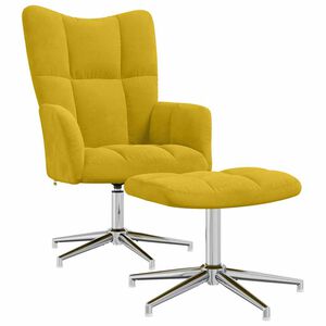 vidaXL Chaise de relaxation avec tabouret Jaune moutarde Velours